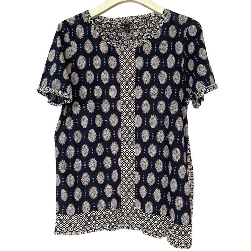 J. Crew Navy Medallion Blouse - Size Medium